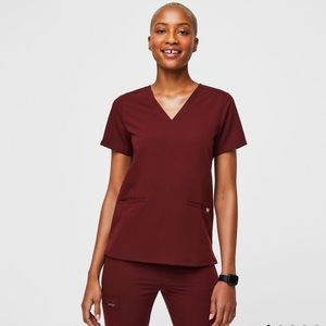 Figs Burgundy Casma Scrub Top